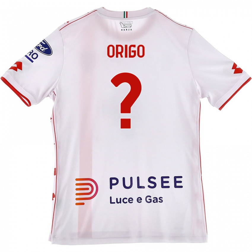 Bambino Maglia Tobias Origo #0 Bianco Rosso Kit Gara Away 2024/25 Maglietta