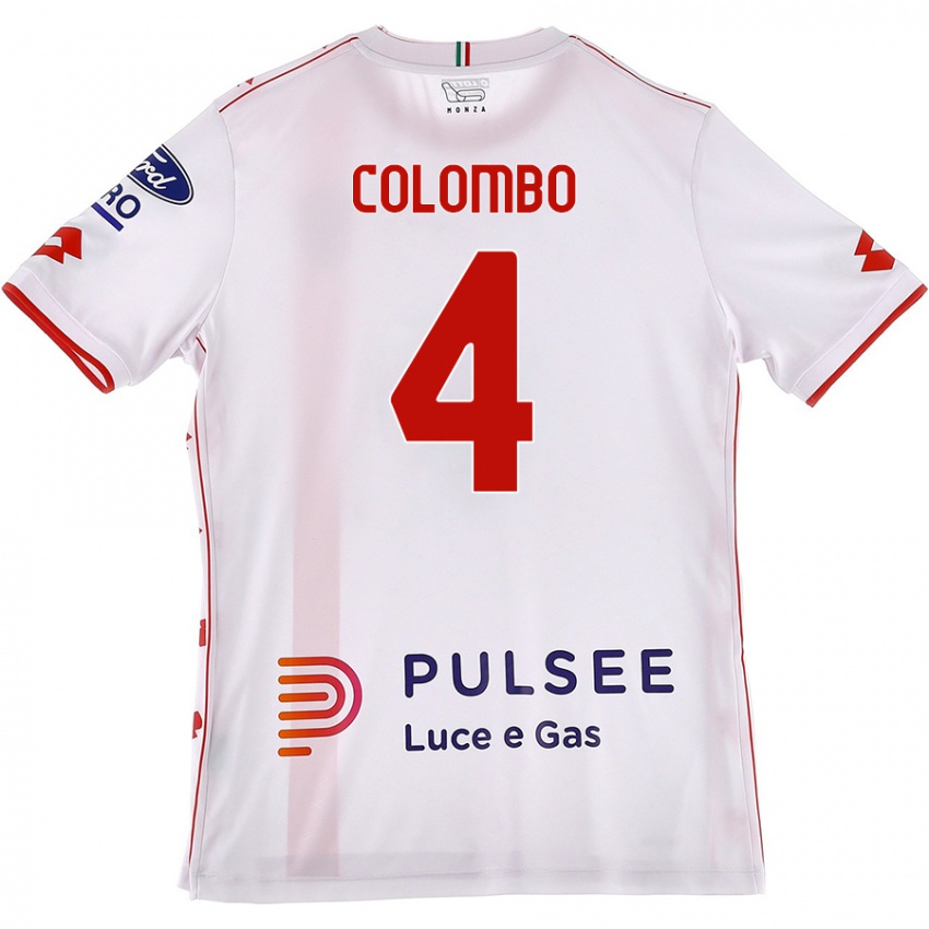 Bambino Maglia Leonardo Colombo #4 Bianco Rosso Kit Gara Away 2024/25 Maglietta