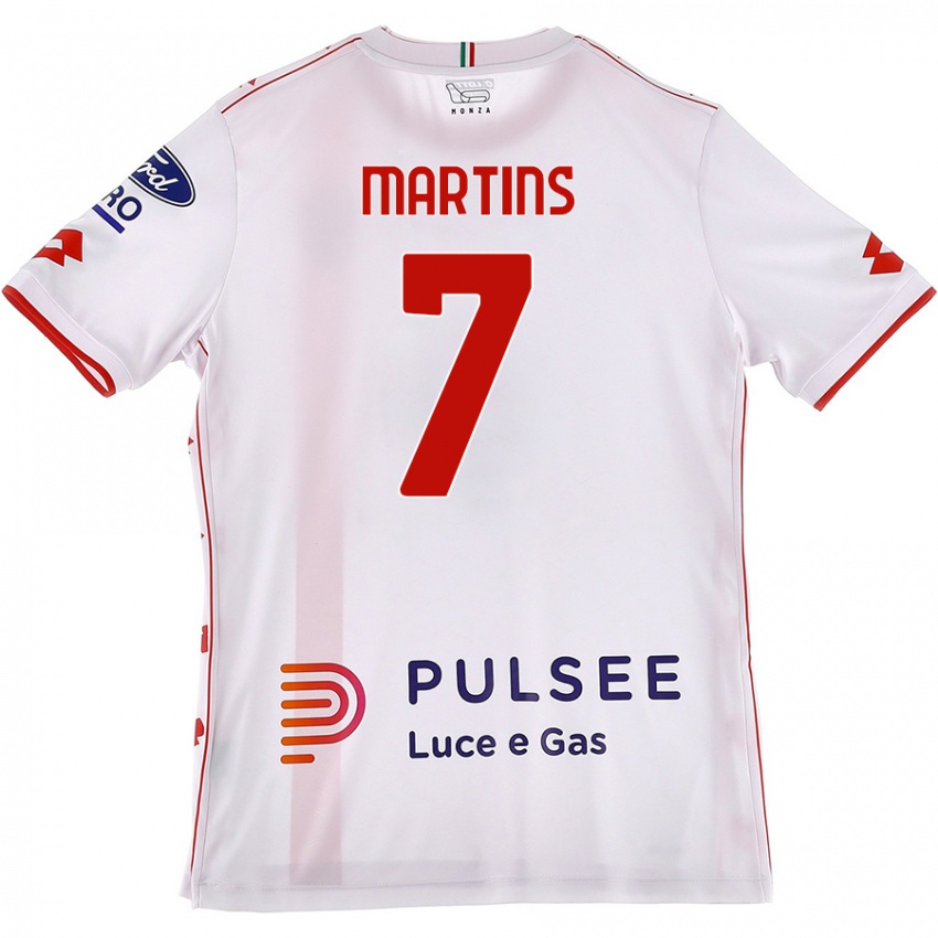 Bambino Maglia Kevin Martins #7 Bianco Rosso Kit Gara Away 2024/25 Maglietta