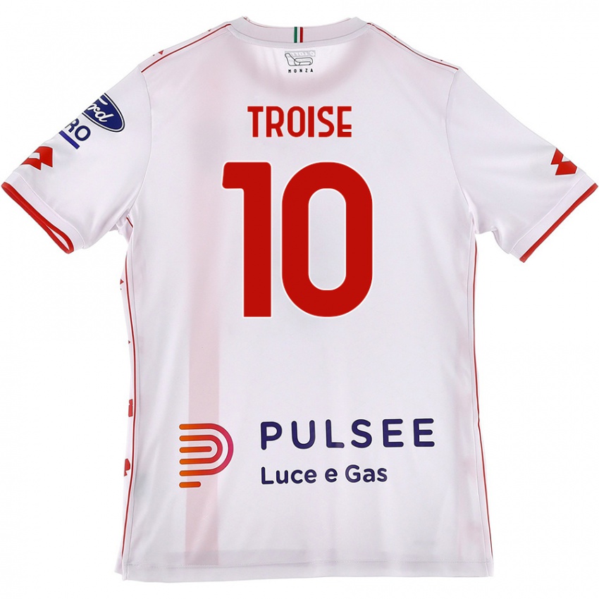 Bambino Maglia Antonio Troise #10 Bianco Rosso Kit Gara Away 2024/25 Maglietta