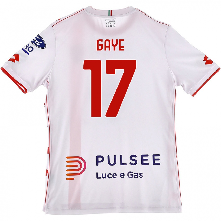 Bambino Maglia Mamadou Gaye #17 Bianco Rosso Kit Gara Away 2024/25 Maglietta