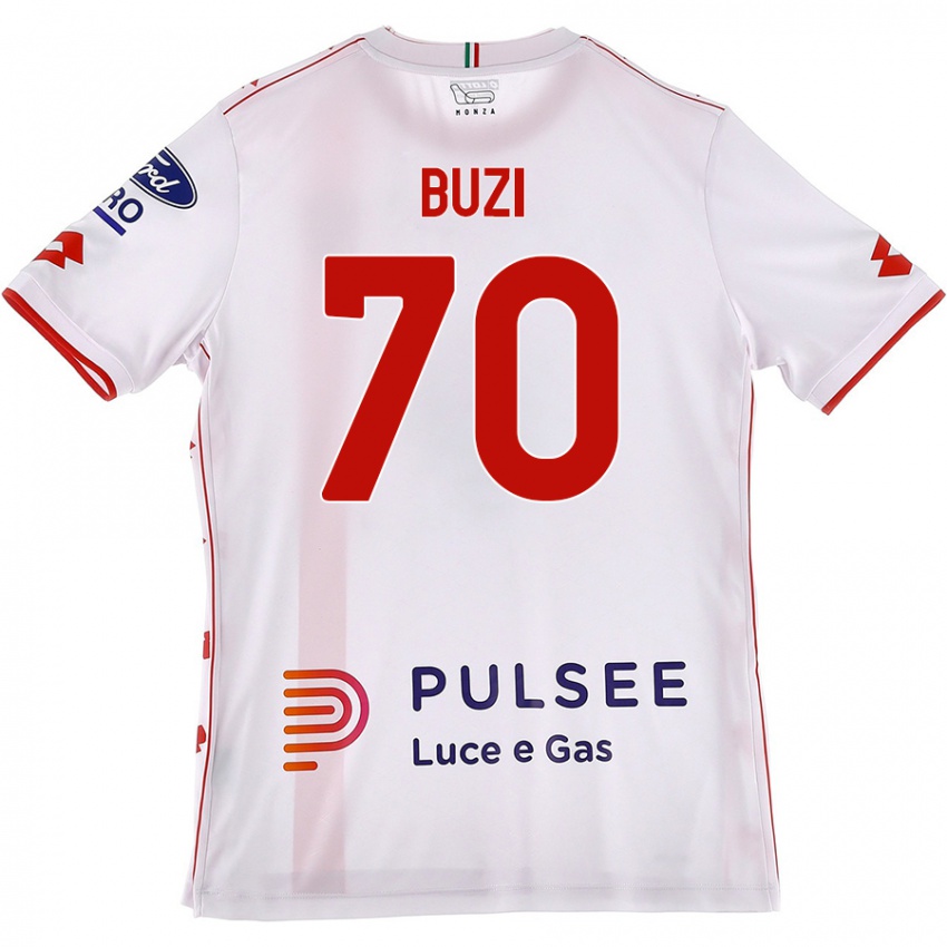 Bambino Maglia Luis Buzi #70 Bianco Rosso Kit Gara Away 2024/25 Maglietta