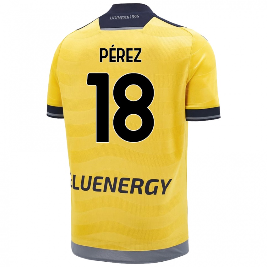 Bambino Maglia Nehuén Pérez #18 Oro Kit Gara Away 2024/25 Maglietta