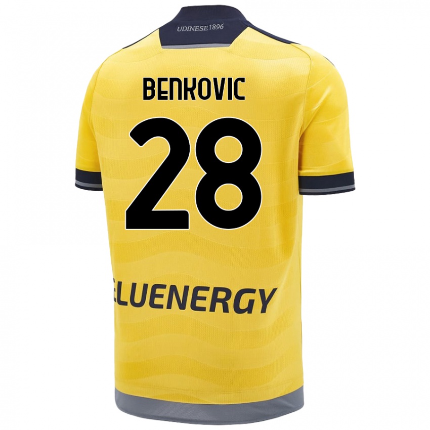 Bambino Maglia Filip Benkovic #28 Oro Kit Gara Away 2024/25 Maglietta