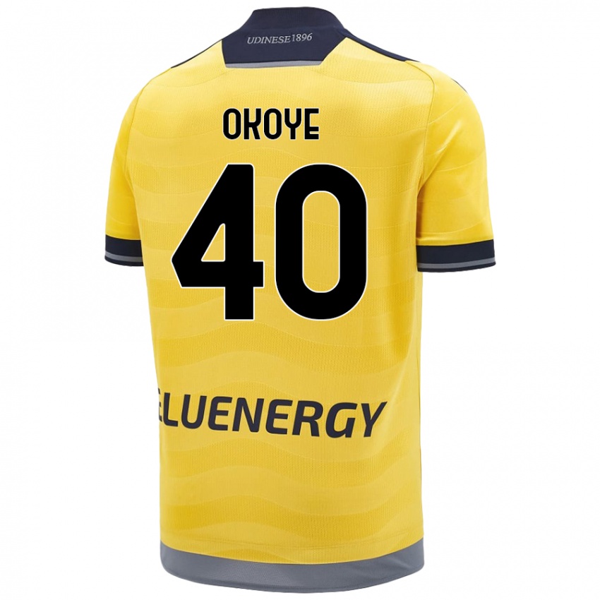 Bambino Maglia Maduka Okoye #40 Oro Kit Gara Away 2024/25 Maglietta