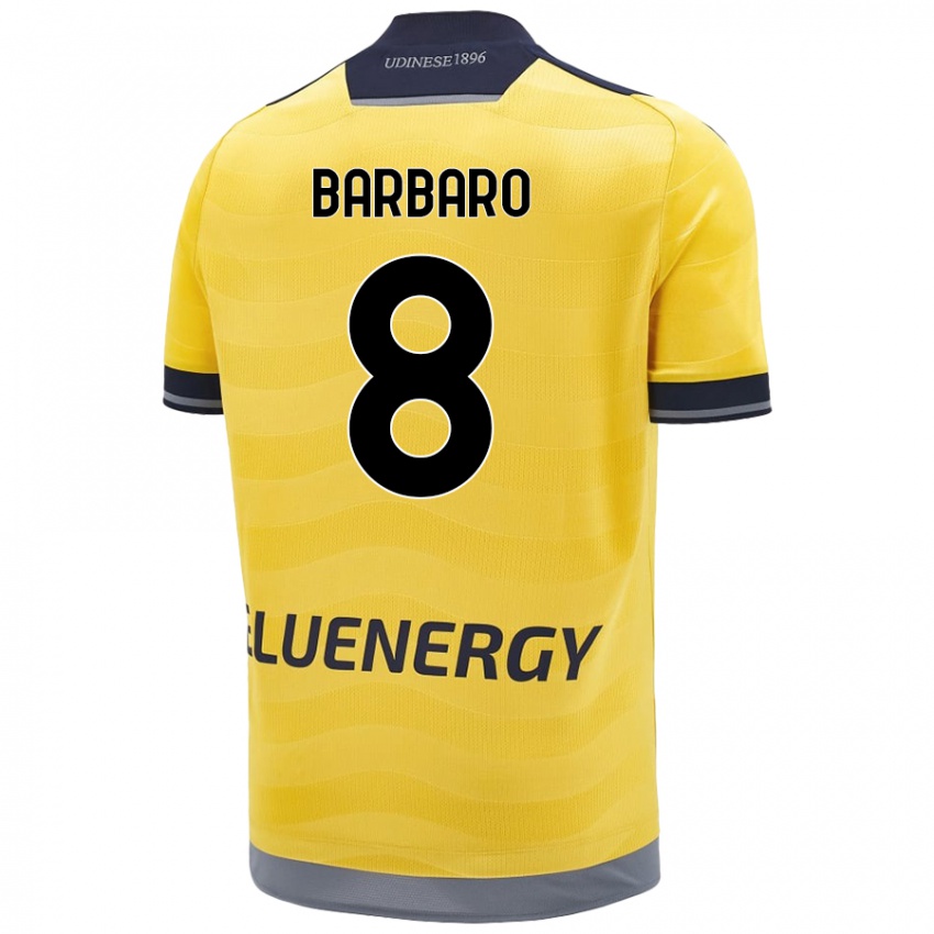 Bambino Maglia Elia Barbaro #8 Oro Kit Gara Away 2024/25 Maglietta