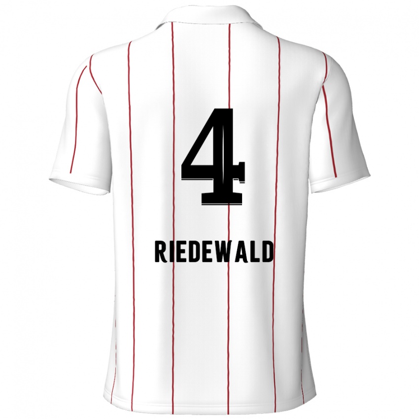 Bambino Maglia Jairo Riedewald #4 Bianco Nero Kit Gara Away 2024/25 Maglietta