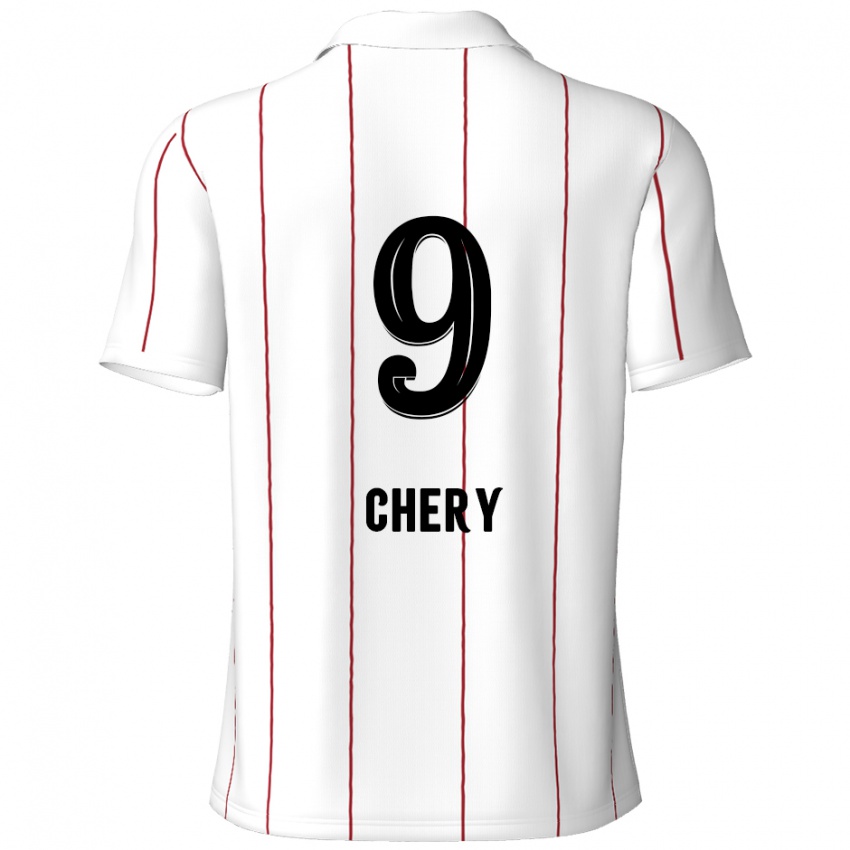 Bambino Maglia Tjaronn Chery #9 Bianco Nero Kit Gara Away 2024/25 Maglietta