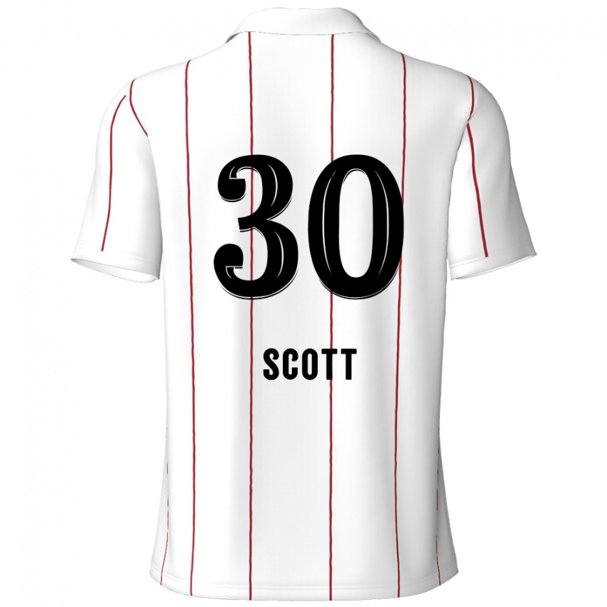 Bambino Maglia Christopher Scott #30 Bianco Nero Kit Gara Away 2024/25 Maglietta