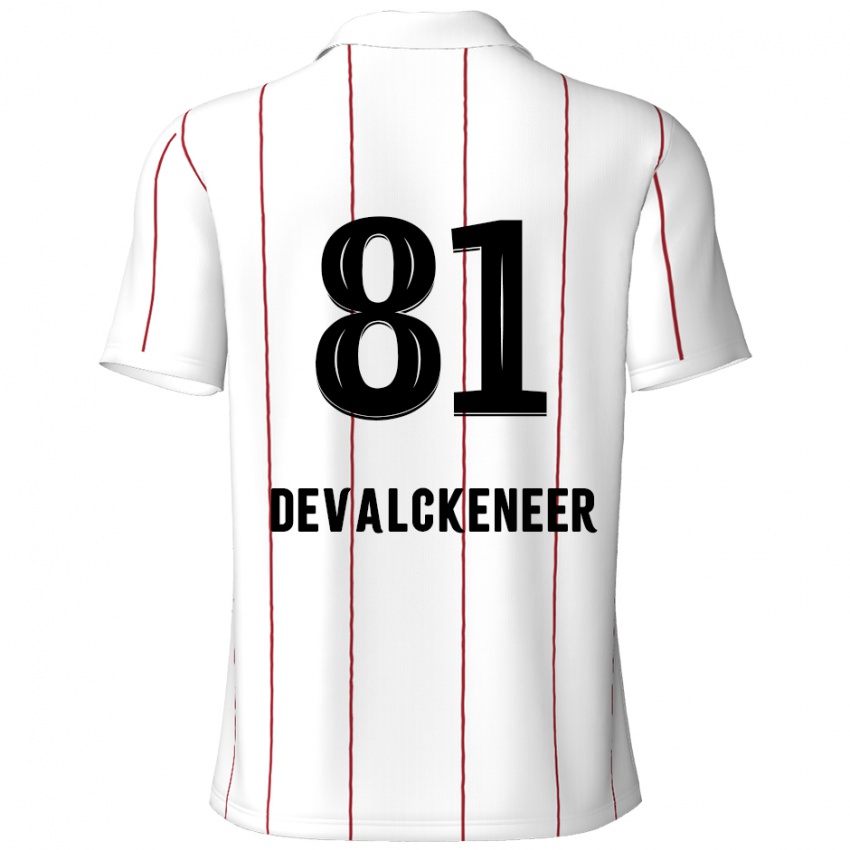 Bambino Maglia Niels Devalckeneer #81 Bianco Nero Kit Gara Away 2024/25 Maglietta