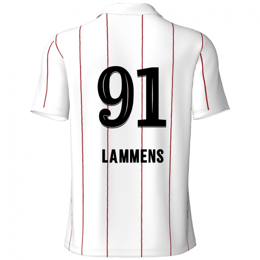 Bambino Maglia Senne Lammens #91 Bianco Nero Kit Gara Away 2024/25 Maglietta