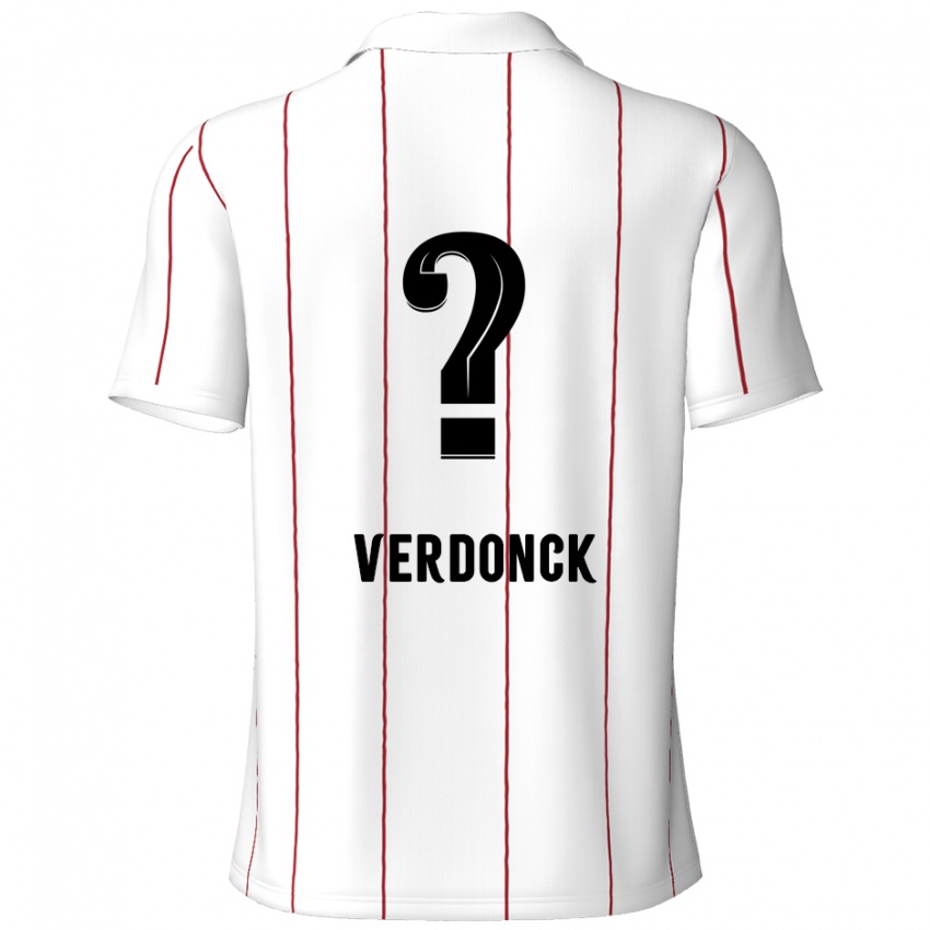 Bambino Maglia Dries Verdonck #0 Bianco Nero Kit Gara Away 2024/25 Maglietta