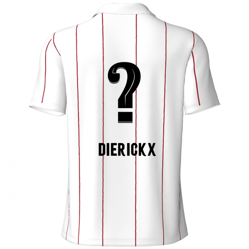 Bambino Maglia Xander Dierickx #0 Bianco Nero Kit Gara Away 2024/25 Maglietta