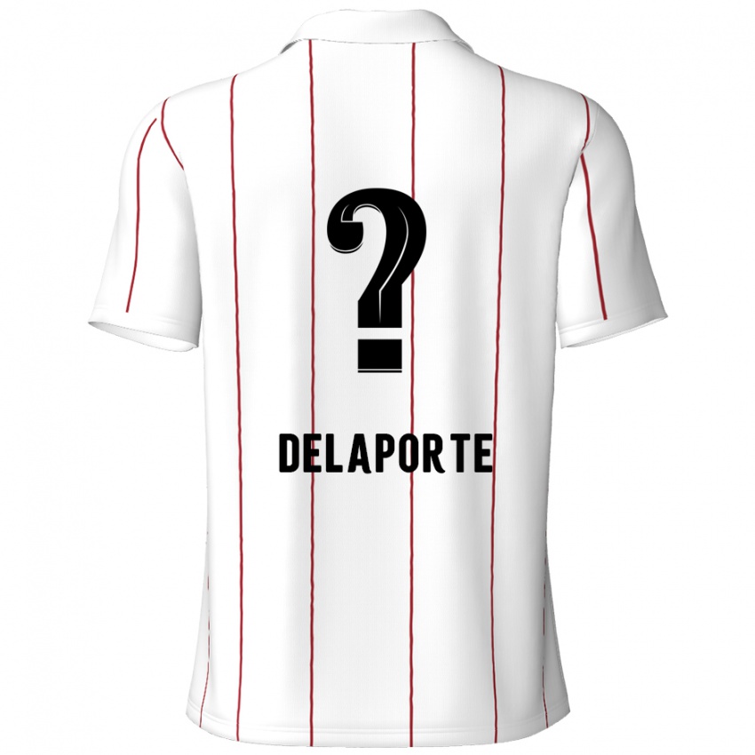 Bambino Maglia Kyano Delaporte #0 Bianco Nero Kit Gara Away 2024/25 Maglietta