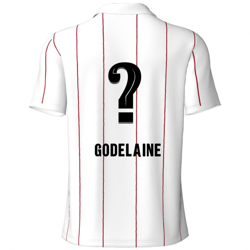 Bambino Maglia Jeff Godelaine #0 Bianco Nero Kit Gara Away 2024/25 Maglietta