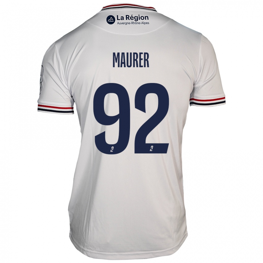 Bambino Maglia Aïman Maurer #92 Bianco Kit Gara Away 2024/25 Maglietta