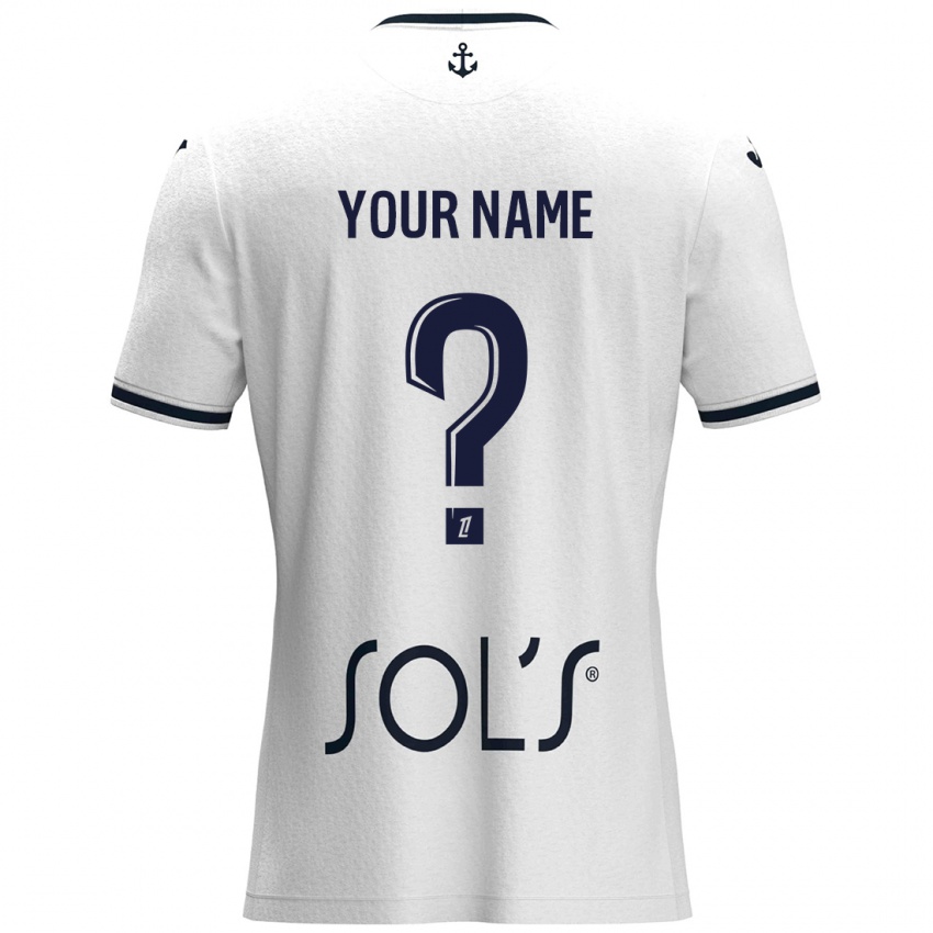 Bambino Maglia Il Tuo Nome #0 Bianco Blu Scuro Kit Gara Away 2024/25 Maglietta