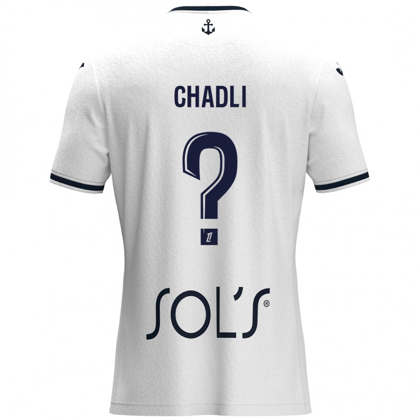 Bambino Maglia Nassim Chadli #0 Bianco Blu Scuro Kit Gara Away 2024/25 Maglietta