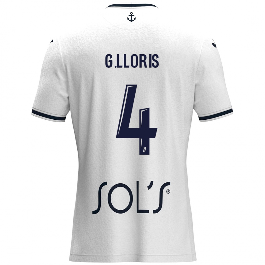 Bambino Maglia Gautier Lloris #4 Bianco Blu Scuro Kit Gara Away 2024/25 Maglietta