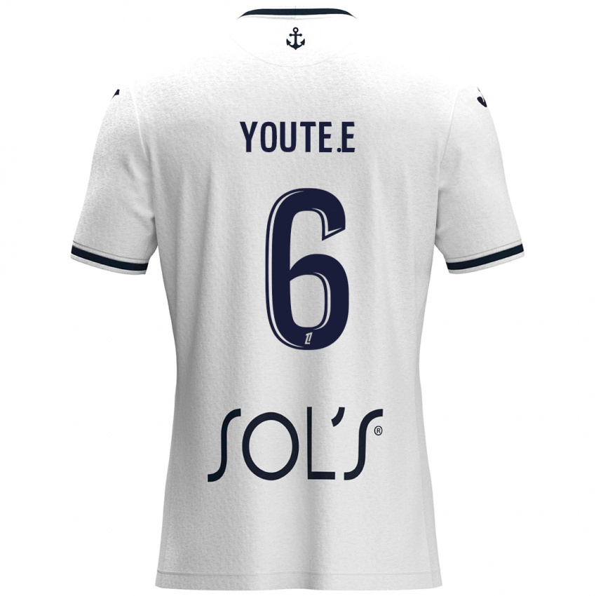 Bambino Maglia Étienne Youté Kinkoué #6 Bianco Blu Scuro Kit Gara Away 2024/25 Maglietta