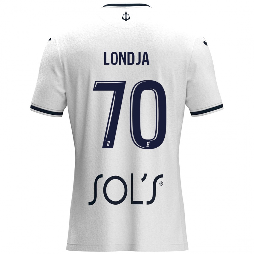 Bambino Maglia Ruben Londja #70 Bianco Blu Scuro Kit Gara Away 2024/25 Maglietta