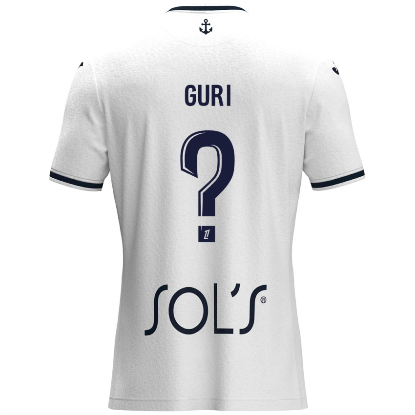 Bambino Maglia Gabriel Guri #0 Bianco Blu Scuro Kit Gara Away 2024/25 Maglietta