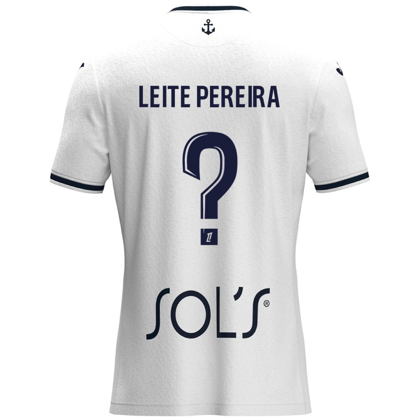 Bambino Maglia Matéo Leite Pereira #0 Bianco Blu Scuro Kit Gara Away 2024/25 Maglietta