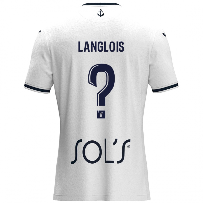 Bambino Maglia Sacha Langlois #0 Bianco Blu Scuro Kit Gara Away 2024/25 Maglietta