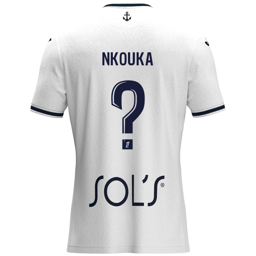 Bambino Maglia Ethan Nkouka #0 Bianco Blu Scuro Kit Gara Away 2024/25 Maglietta