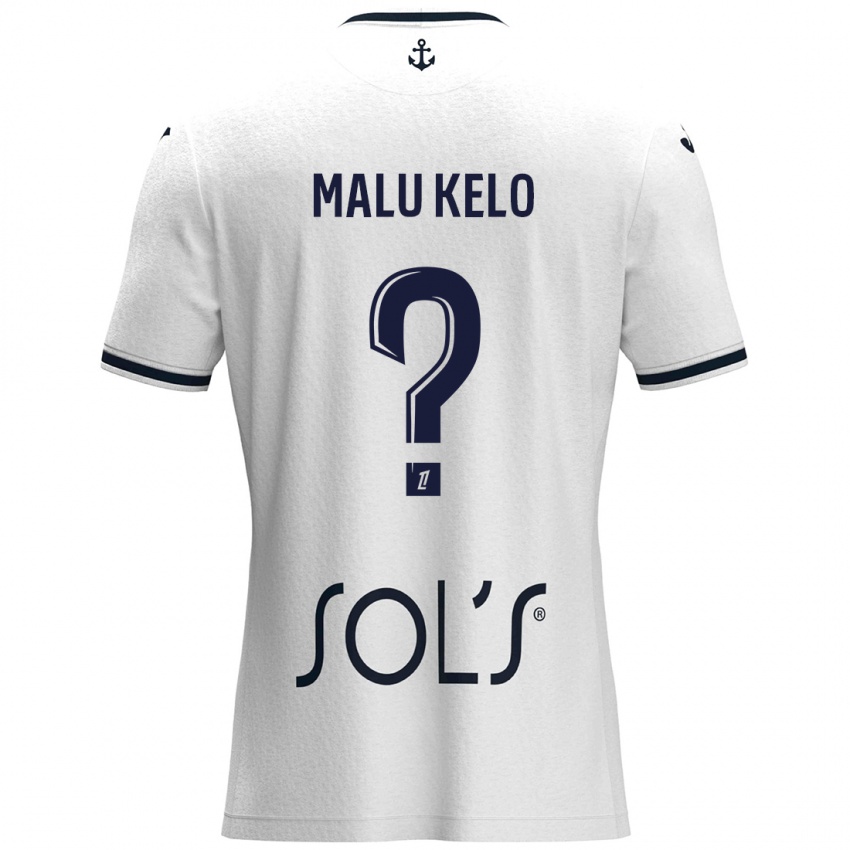 Bambino Maglia Yohann Malu Kelo #0 Bianco Blu Scuro Kit Gara Away 2024/25 Maglietta