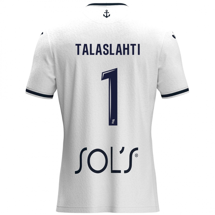 Bambino Maglia Katriina Talaslahti #1 Bianco Blu Scuro Kit Gara Away 2024/25 Maglietta