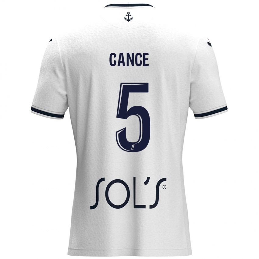 Bambino Maglia Laurie Cance #5 Bianco Blu Scuro Kit Gara Away 2024/25 Maglietta