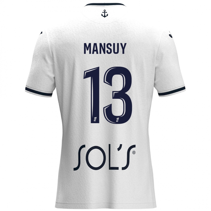 Bambino Maglia Héloïse Mansuy #13 Bianco Blu Scuro Kit Gara Away 2024/25 Maglietta