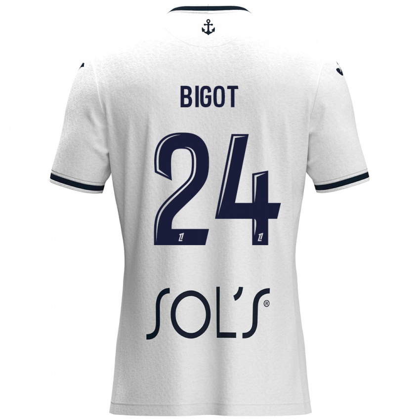 Bambino Maglia Maureen Bigot #24 Bianco Blu Scuro Kit Gara Away 2024/25 Maglietta