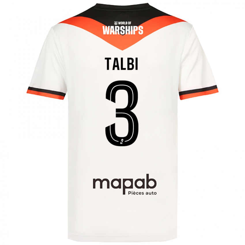 Bambino Maglia Montassar Talbi #3 Bianco Kit Gara Away 2024/25 Maglietta