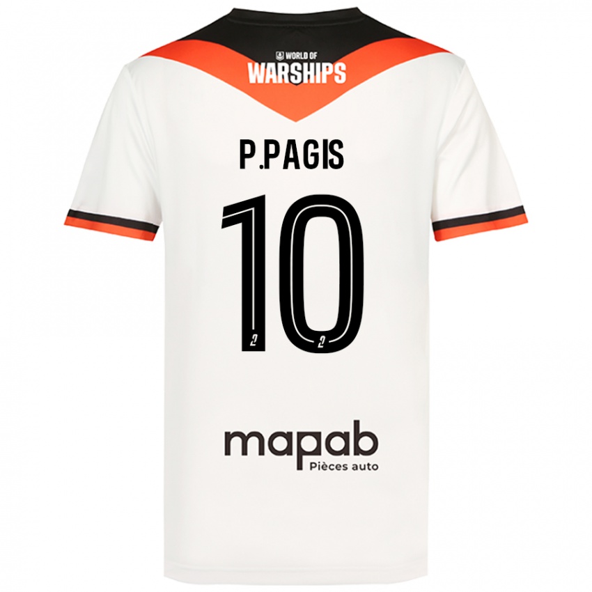 Bambino Maglia Pablo Pagis #10 Bianco Kit Gara Away 2024/25 Maglietta