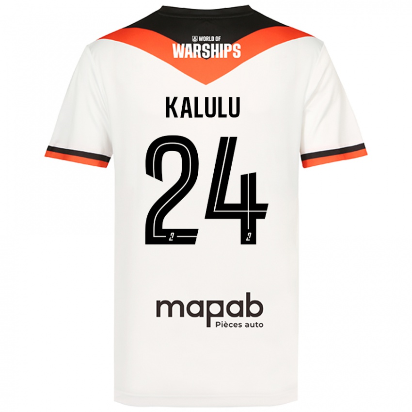 Bambino Maglia Gédéon Kalulu #24 Bianco Kit Gara Away 2024/25 Maglietta