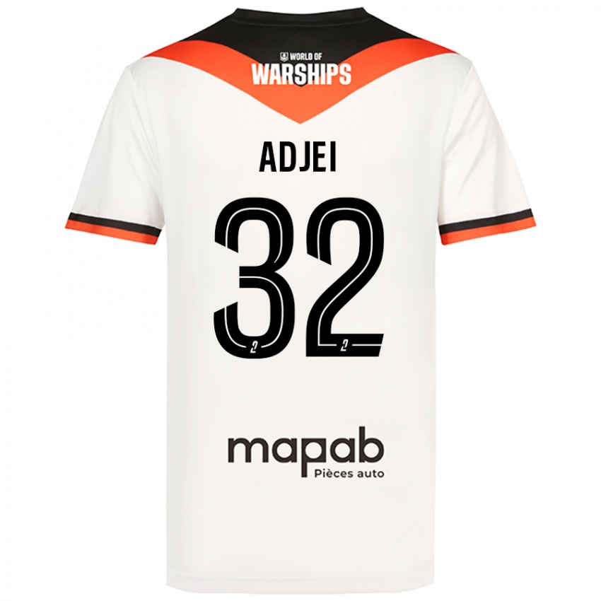 Bambino Maglia Nathaniel Adjei #32 Bianco Kit Gara Away 2024/25 Maglietta