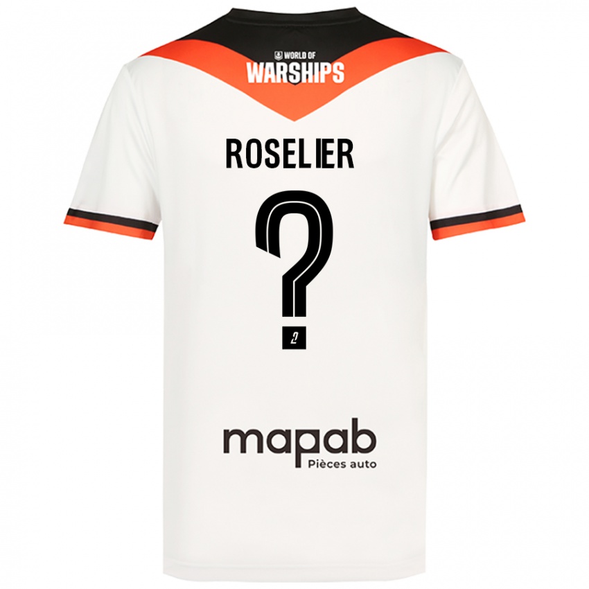 Bambino Maglia Nathan Roselier #0 Bianco Kit Gara Away 2024/25 Maglietta