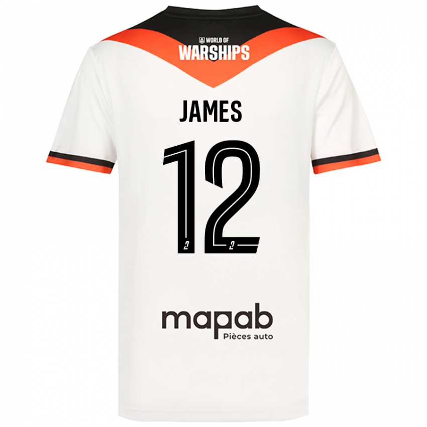 Bambino Maglia Isaac James #12 Bianco Kit Gara Away 2024/25 Maglietta