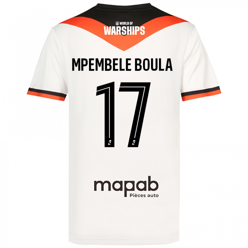 Bambino Maglia Exaucé Mpembele Boula #17 Bianco Kit Gara Away 2024/25 Maglietta