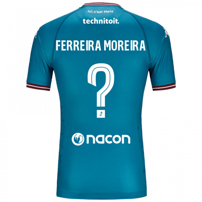 Bambino Maglia Ruben Ferreira Moreira #0 Blu Petrolio Kit Gara Away 2024/25 Maglietta