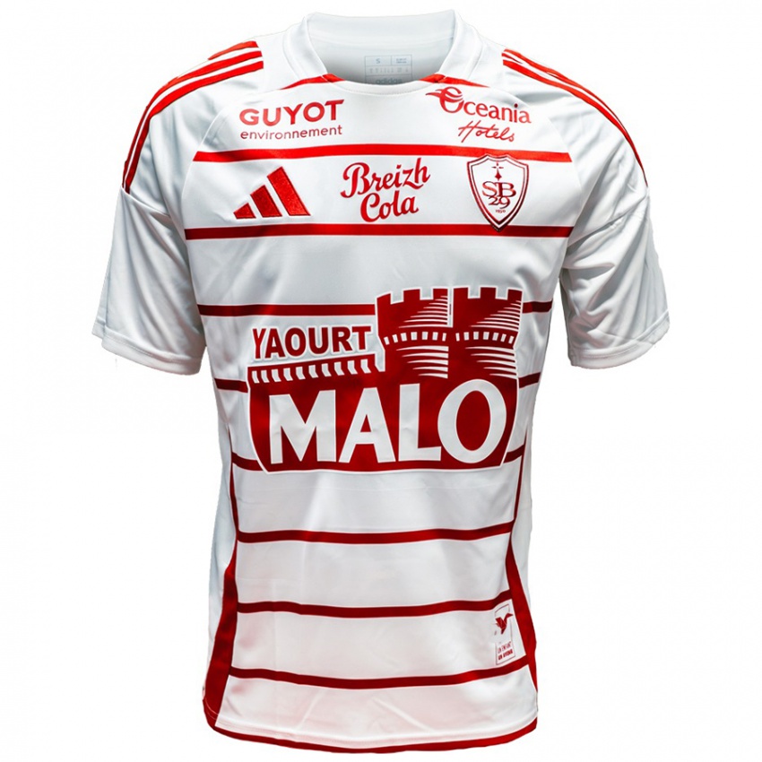 Bambino Maglia Grégoire Coudert #30 Bianco Rosso Kit Gara Away 2024/25 Maglietta