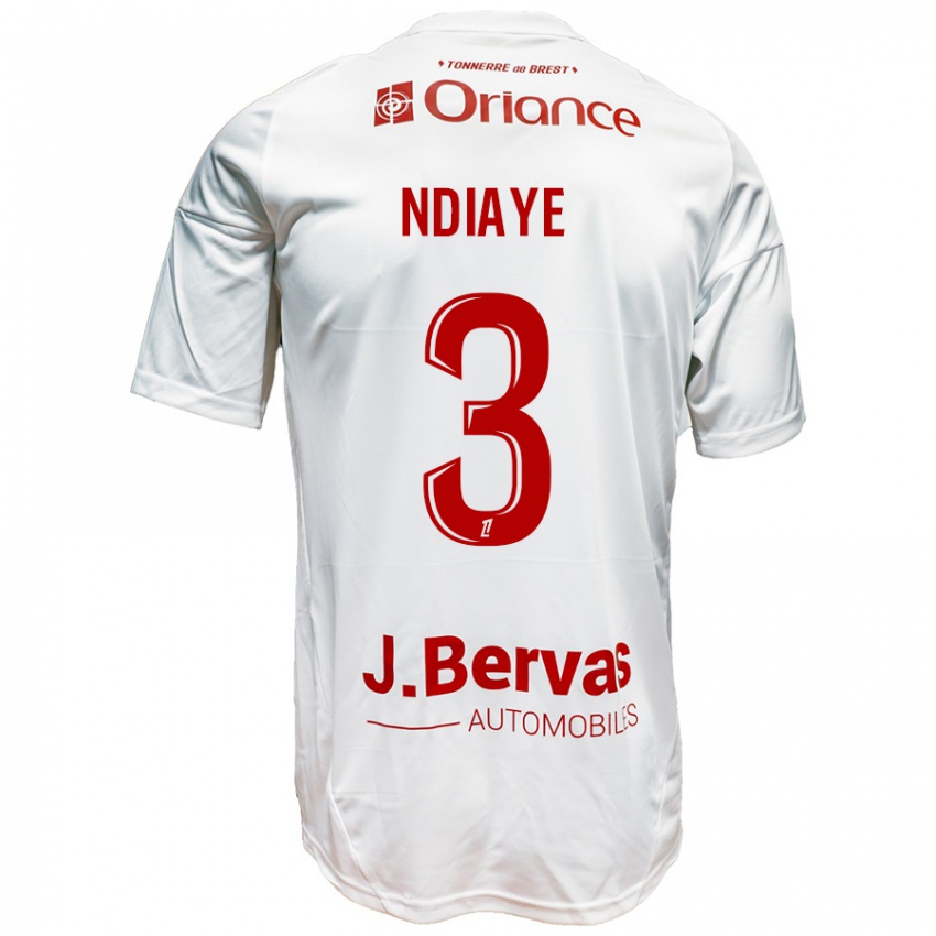 Bambino Maglia Abdoulaye Ndiaye #3 Bianco Rosso Kit Gara Away 2024/25 Maglietta