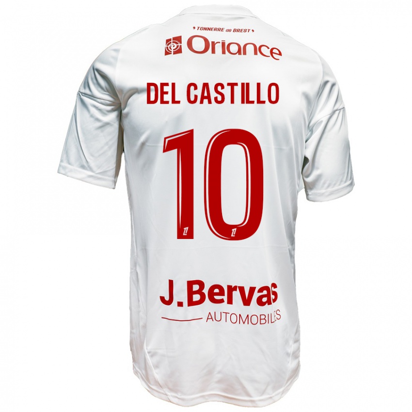 Bambino Maglia Romain Del Castillo #10 Bianco Rosso Kit Gara Away 2024/25 Maglietta