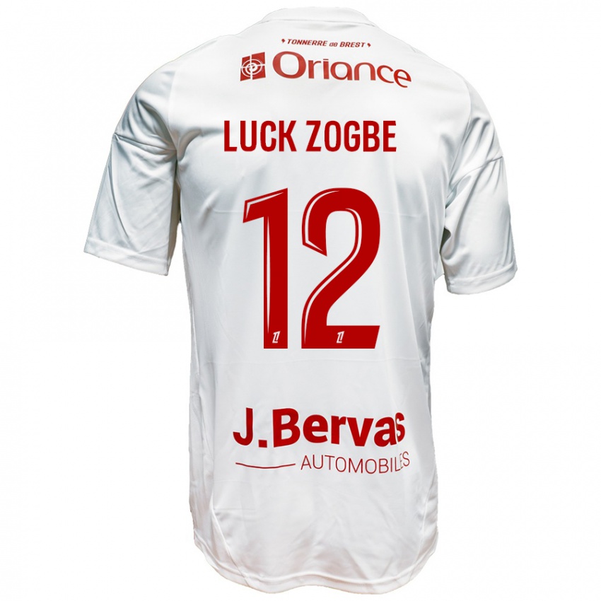 Bambino Maglia Luck Zogbé #12 Bianco Rosso Kit Gara Away 2024/25 Maglietta