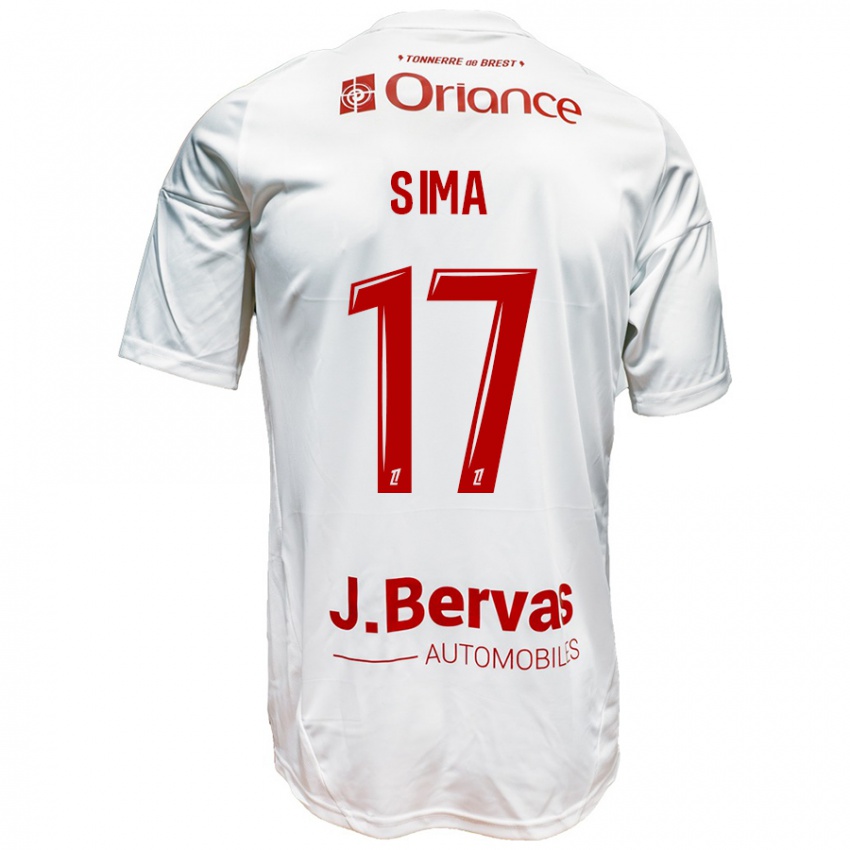 Bambino Maglia Abdallah Sima #17 Bianco Rosso Kit Gara Away 2024/25 Maglietta