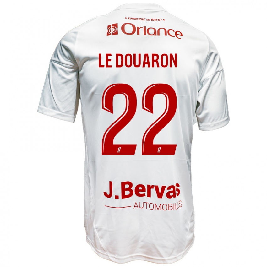 Bambino Maglia Jérémy Le Douaron #22 Bianco Rosso Kit Gara Away 2024/25 Maglietta