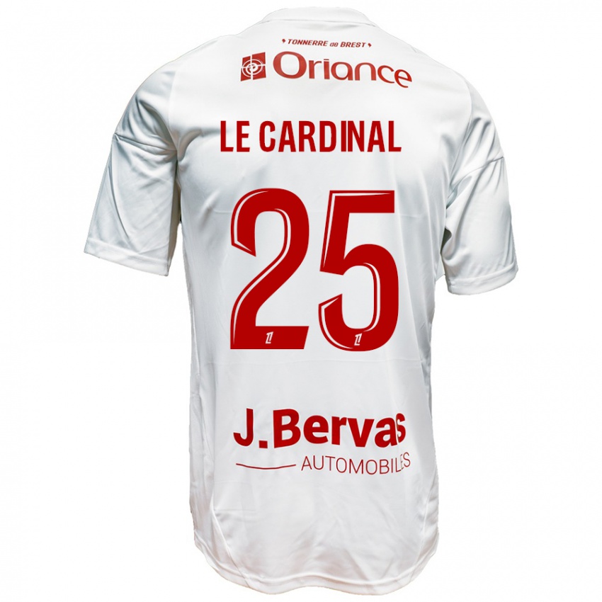 Bambino Maglia Julien Le Cardinal #25 Bianco Rosso Kit Gara Away 2024/25 Maglietta