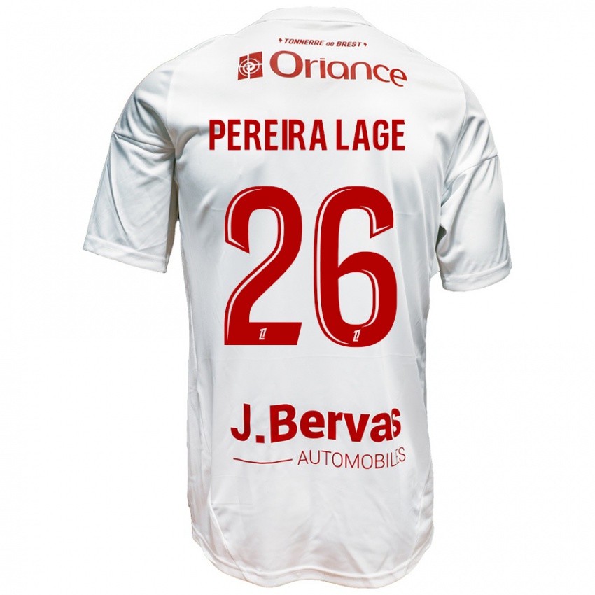 Bambino Maglia Mathias Pereira Lage #26 Bianco Rosso Kit Gara Away 2024/25 Maglietta